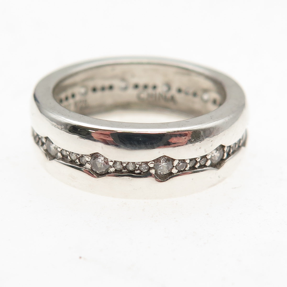 925 Sterling Silver Round-Cut C Z All Around Eternity Band Ring Size 7