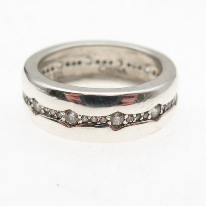 925 Sterling Silver Round-Cut C Z All Around Eternity Band Ring Size 7