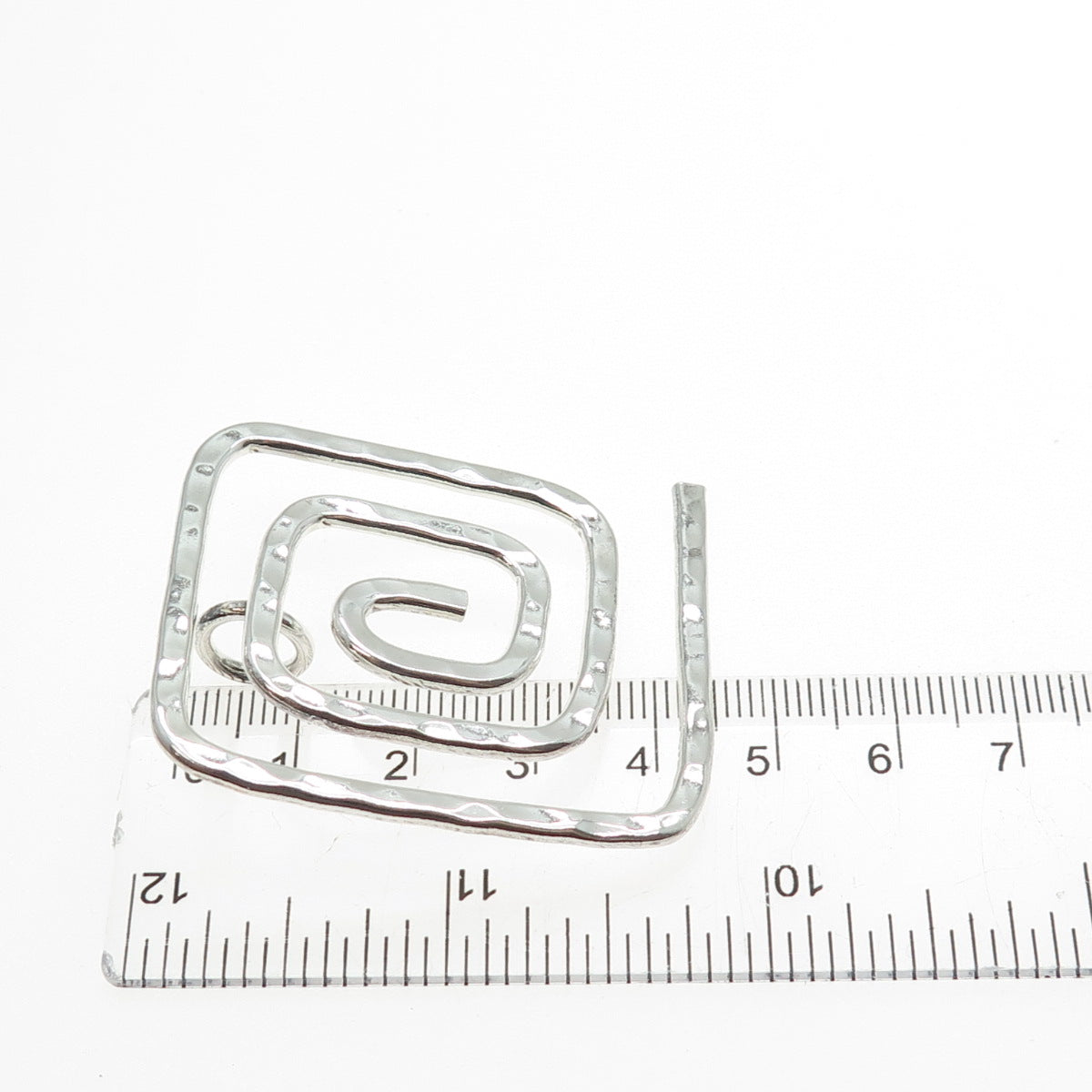 925 Sterling Silver Vintage Modernist Hammered Spiral Maze Pendant