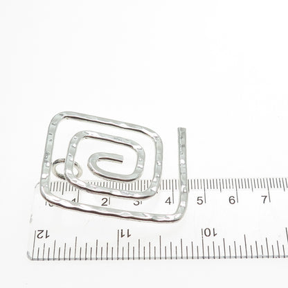 925 Sterling Silver Vintage Modernist Hammered Spiral Maze Pendant
