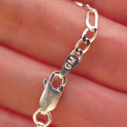 925 Sterling Silver Italy Figaro Chain Necklace 24"