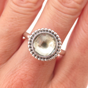 Pandora 925 Sterling Silver Real Green Amethyst Autumn Skies Ring Size 6.75