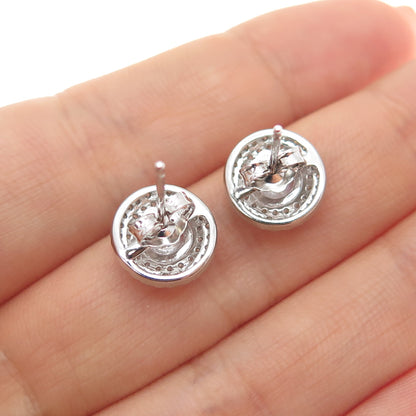 925 Sterling Silver Round-Cut C Z Stud Earrings
