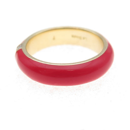 La Soula 925 Sterling Silver Gold Plated Enamel Real Diamond Band Ring Size 7.25