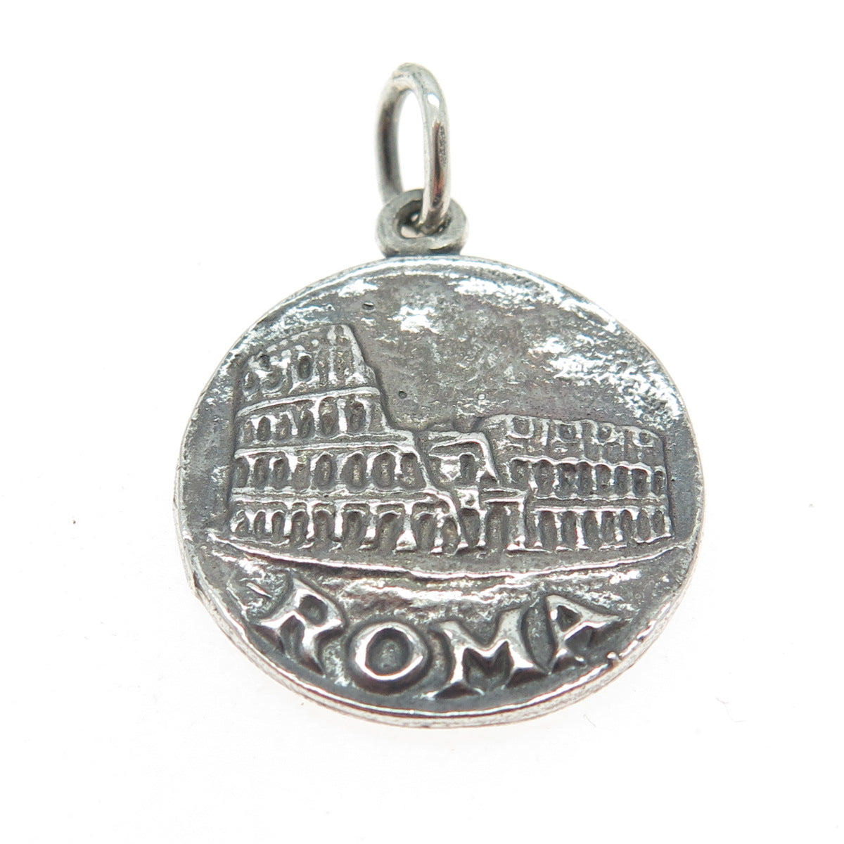 925 Sterling Silver Vintage "Roma Napoli" Oxidized Charm Pendant