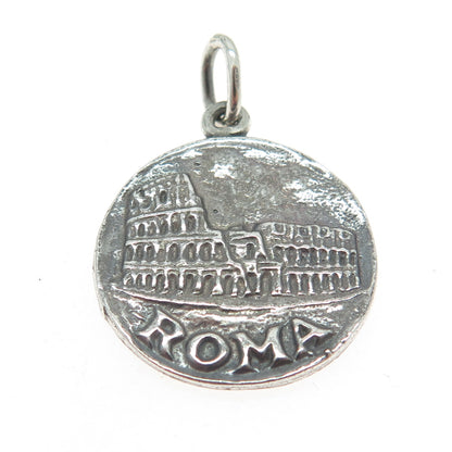 925 Sterling Silver Vintage "Roma Napoli" Oxidized Charm Pendant