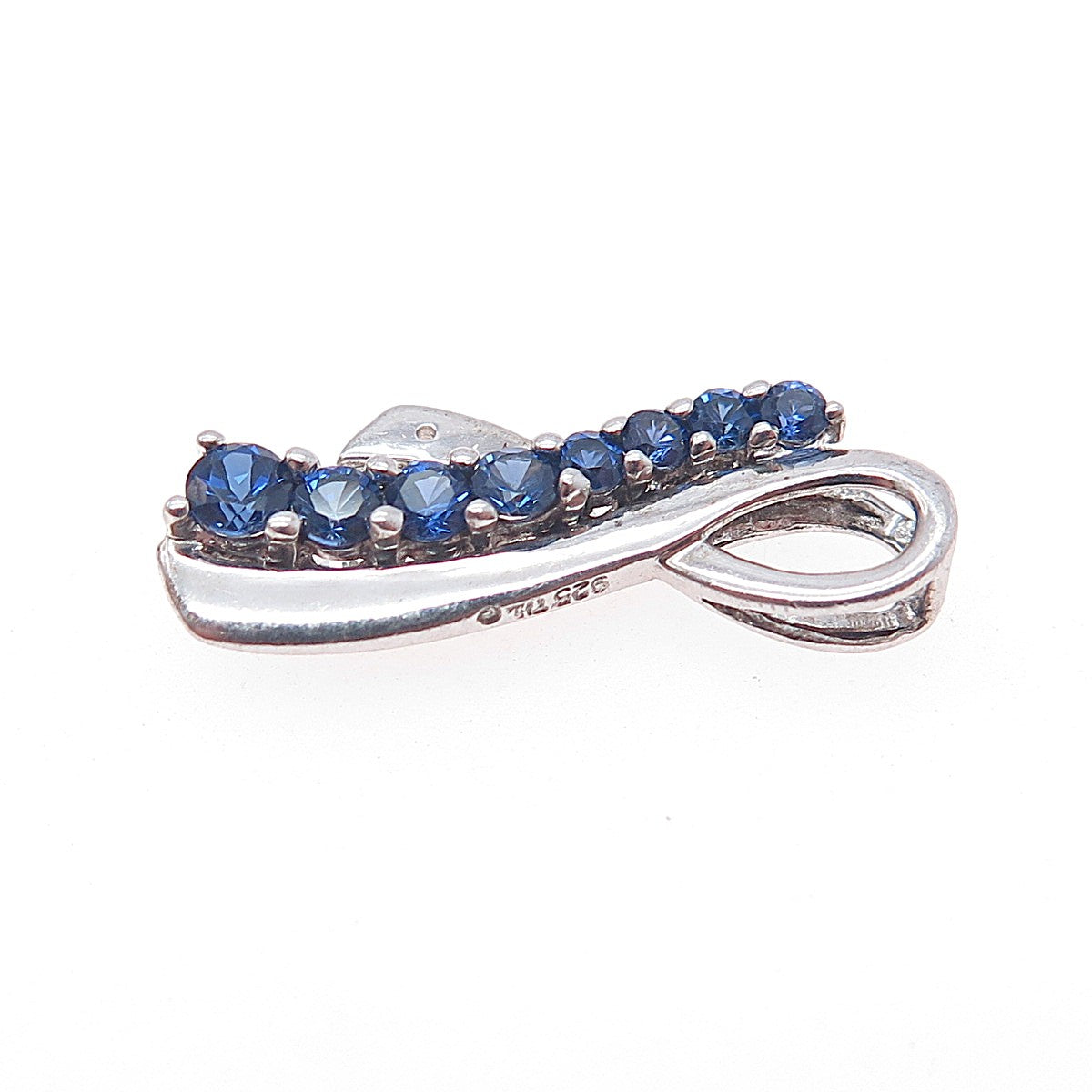 925 Sterling Real Topaz & Lab-Created Sapphire Dual Sided Ribbon Slide Pendant