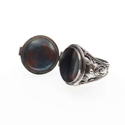 925 Sterling Silver Vintage Real Black Onyx Cross Oxidized Poison Ring Size 9.75