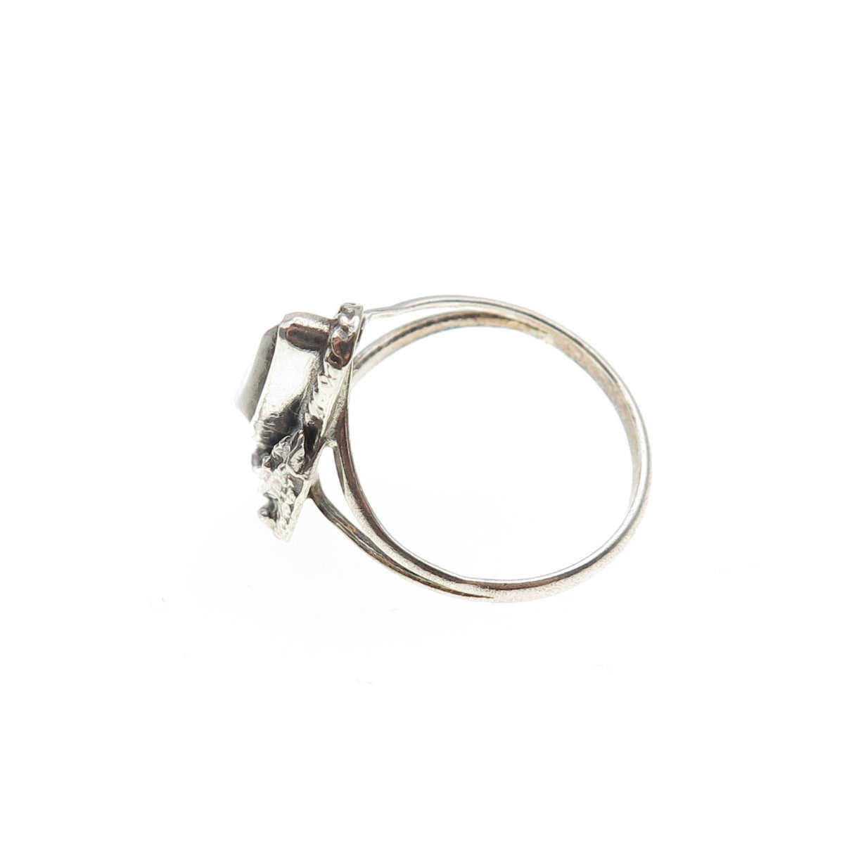 Old Pawn 925 Sterling Silver Vintage Southwestern MOP Feather Ring Size 4.5