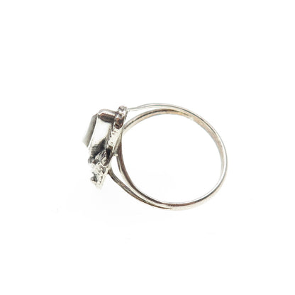 Old Pawn 925 Sterling Silver Vintage Southwestern MOP Feather Ring Size 4.5