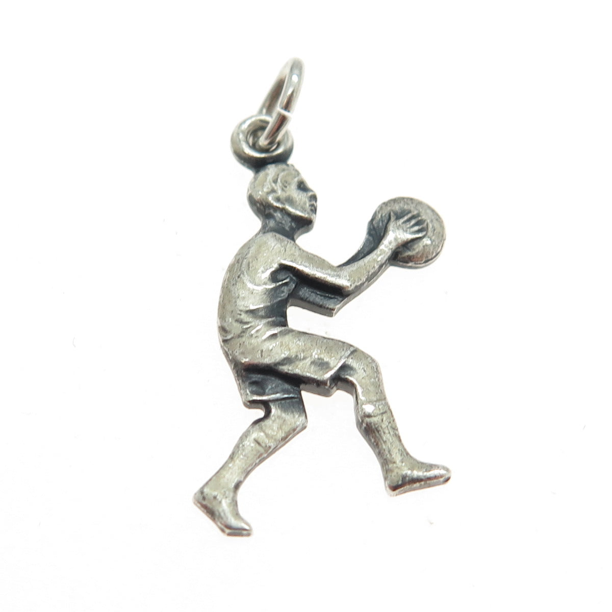 925 Sterling Silver Vintage Basketball Player Pendant