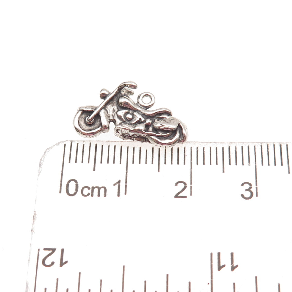925 Sterling Silver Vintage Motorcycle Oxidized 3D Charm Pendant