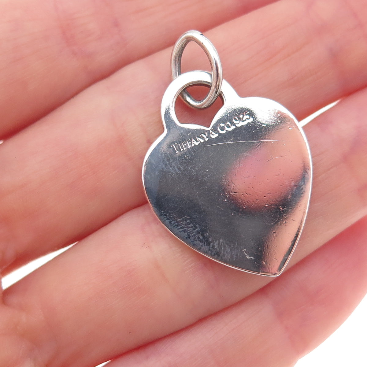 Tiffany & Co. 925 Sterling Silver Vintage Heart Tag Charm Pendant