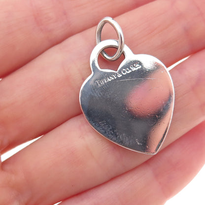 Tiffany & Co. 925 Sterling Silver Vintage Heart Tag Charm Pendant
