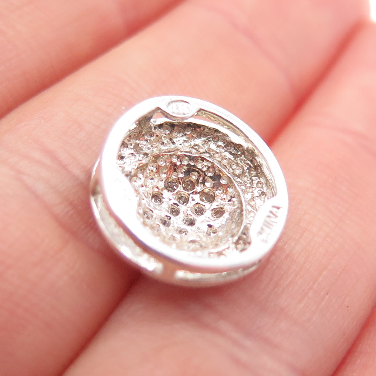 HENG NGAI 925 Sterling Silver Real Diamond Minimalist Slide Charm Pendant