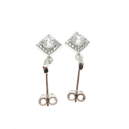 925 Sterling Silver Round-Cut Shaped Dangle Earrings