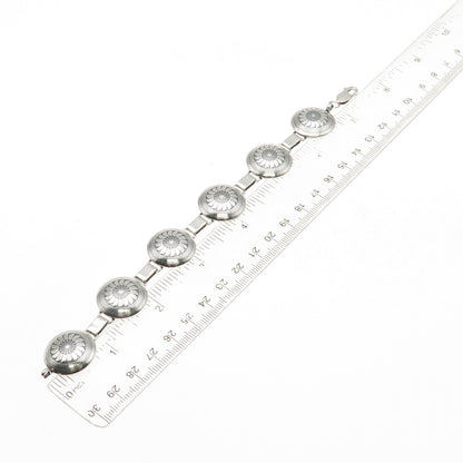 Old Pawn 925 Sterling Silver Vintage Southwestern Concho Tribal Bracelet 7.5"
