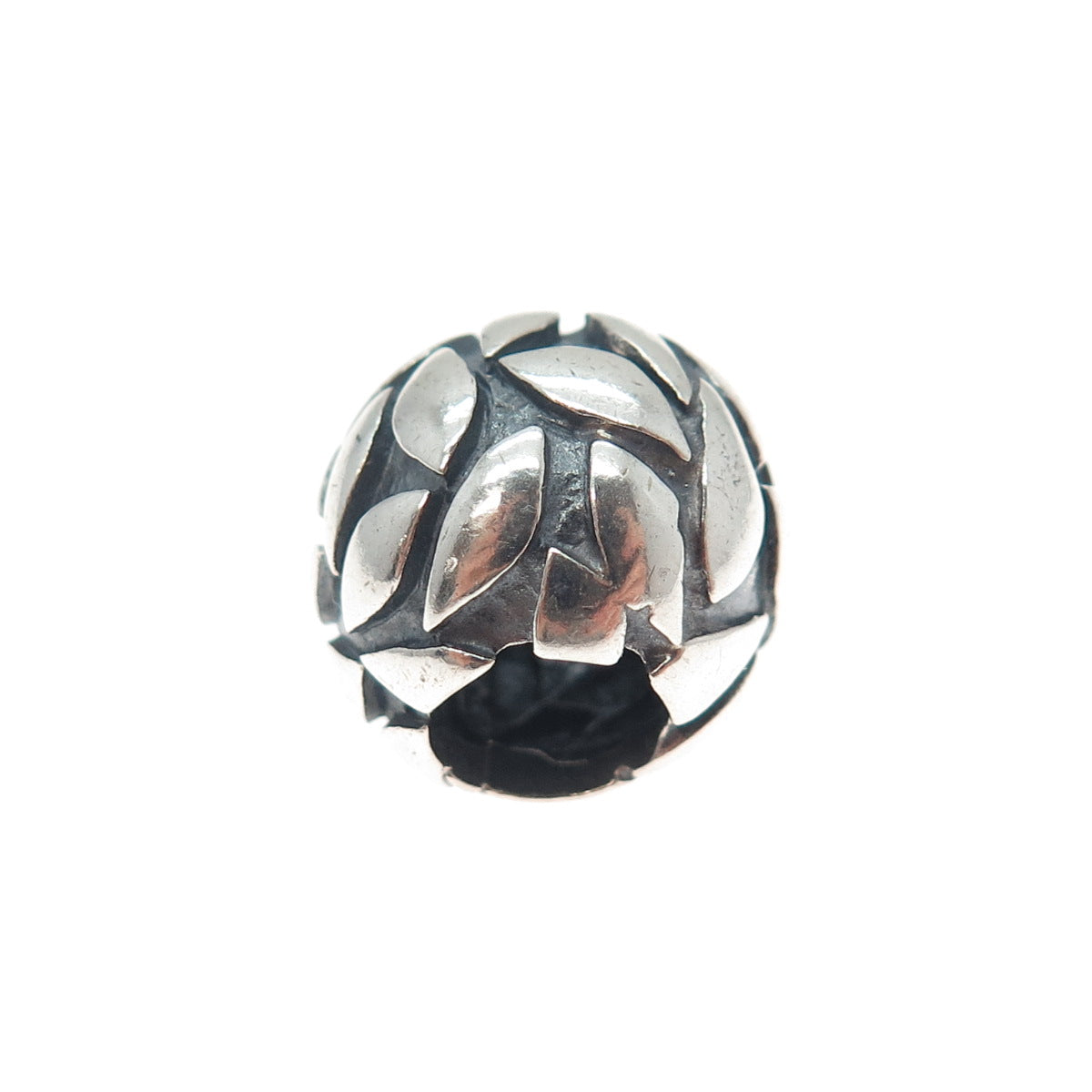 SILPADA 925 Sterling Silver Vintage Floral Petal Oxidized Large Bead Slide Charm