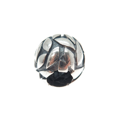SILPADA 925 Sterling Silver Vintage Floral Petal Oxidized Large Bead Slide Charm