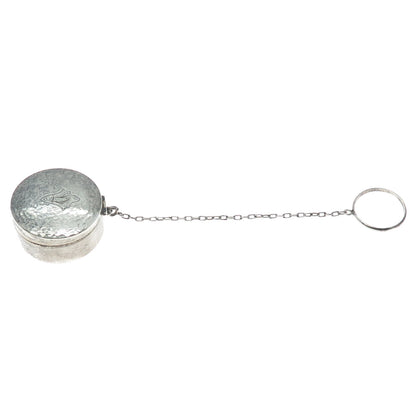 WEBSTER 925 Sterling Silver Antique Engraved Chatelaine Compact Case w/ Chain
