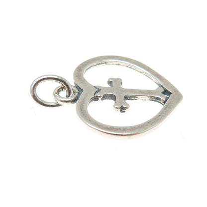 LISA LEE CREATIONS 925 Sterling Silver Vintage Cross & Heart Charm Pendant
