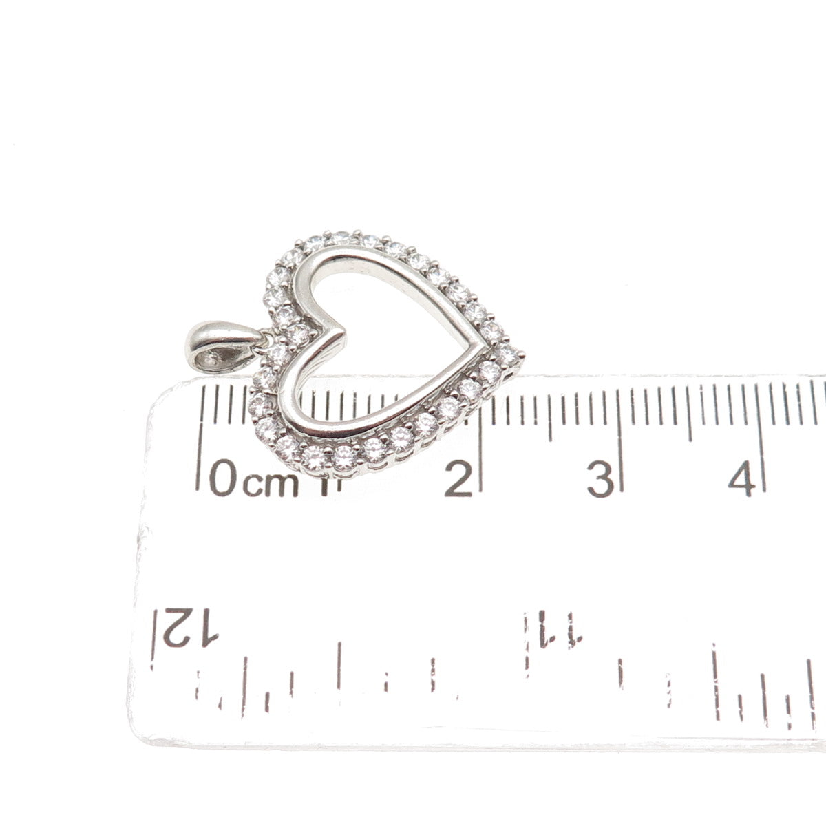 JH Young 925 Sterling Silver Round-Cut C Z Heart Mini Charm Pendant