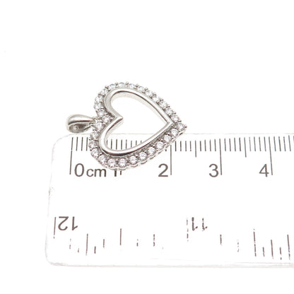 JH Young 925 Sterling Silver Round-Cut C Z Heart Mini Charm Pendant