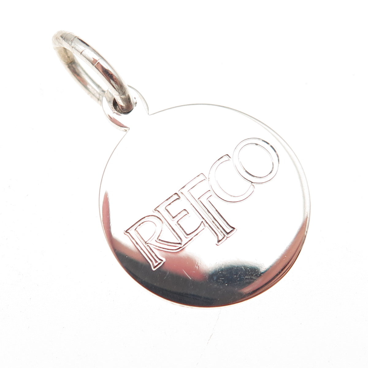 Tiffany & Co. 925 Sterling Silver Vintage Refco Logo Round Tag Charm Pendant