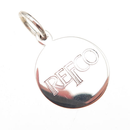 Tiffany & Co. 925 Sterling Silver Vintage Refco Logo Round Tag Charm Pendant