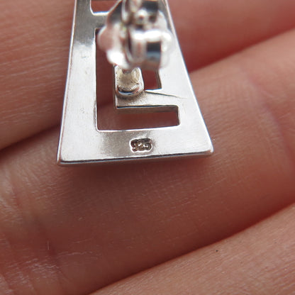 925 Sterling Silver Vintage Modernist Greek Maze Earrings