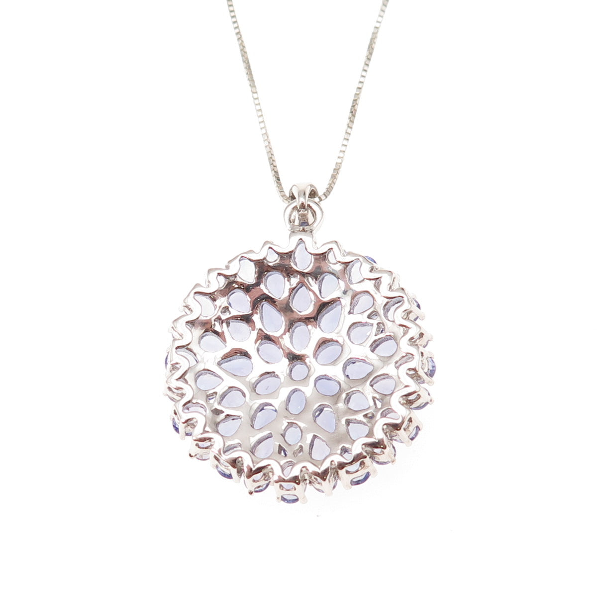 925 Sterling Silver Real Multi-Cut Tanzanite Box Chain Necklace 18-20"
