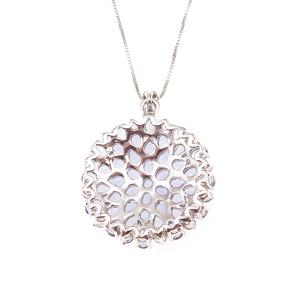 925 Sterling Silver Real Multi-Cut Tanzanite Box Chain Necklace 18-20"