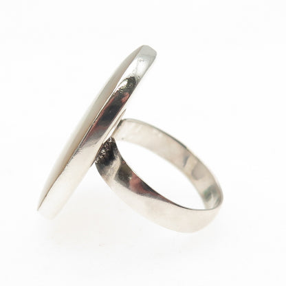 ANNIKA WITT 925 Sterling Silver Vintage Real MOP Modernist Statement Ring Size 9