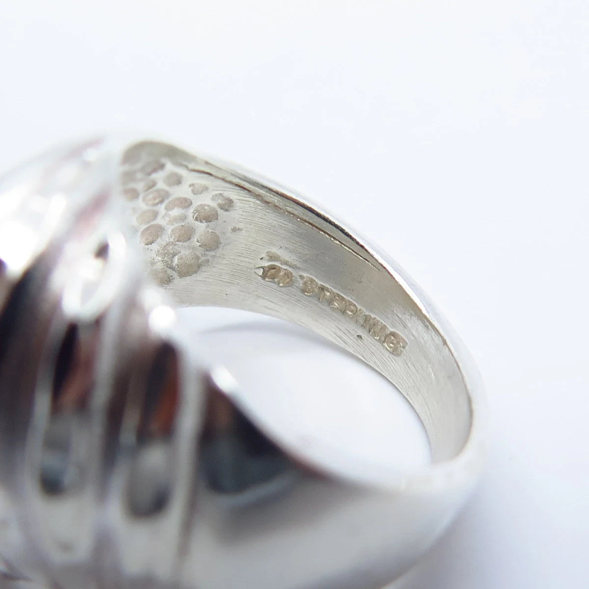 925 Sterling Silver Vintage Ribbed Wide Ring Size 5