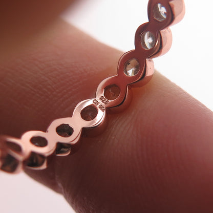 925 Sterling Silver Rose Gold Plated Round-Cut C Z Eternity Band Ring Size 8.25