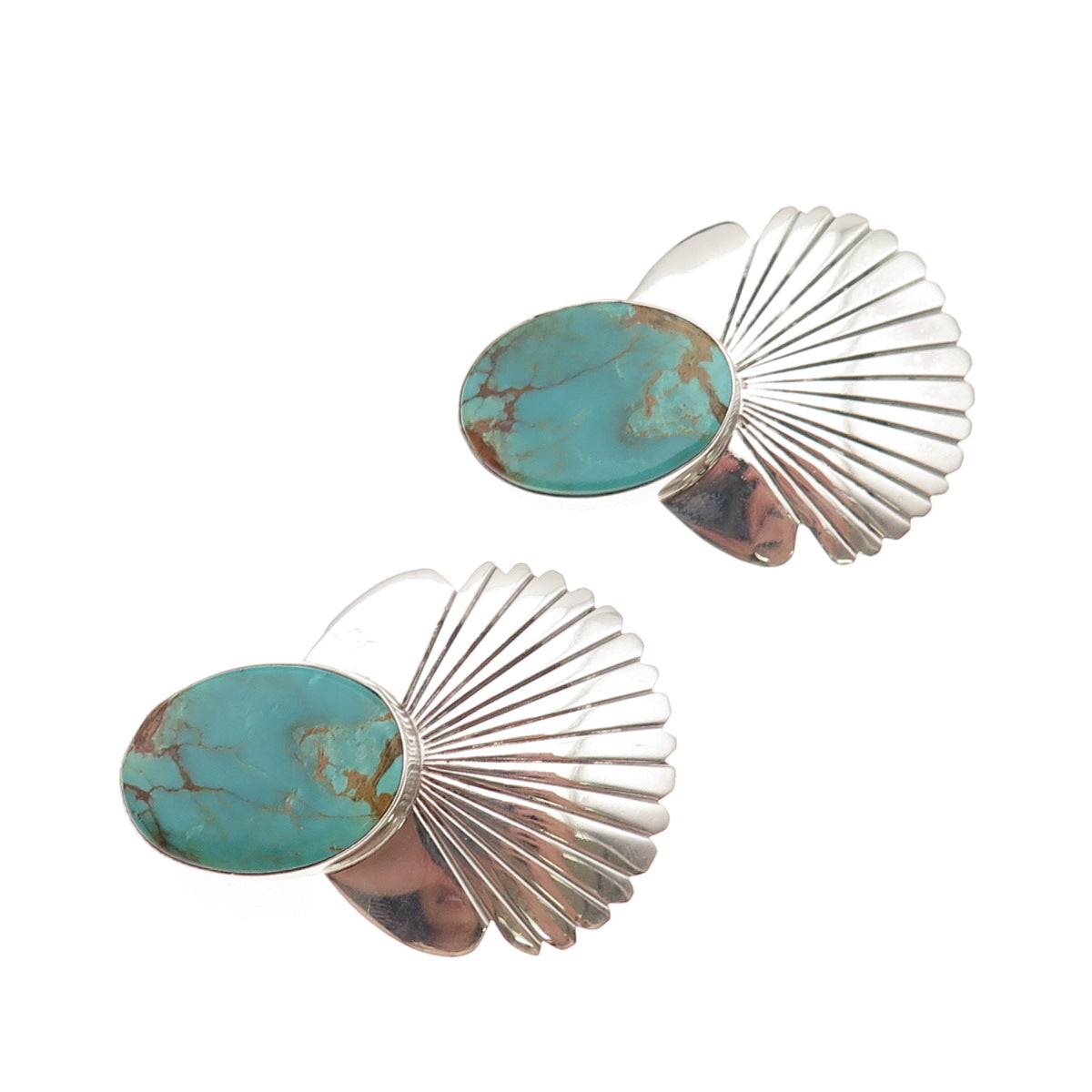 Betty Ann Lee Navajo Old Pawn Sterling Silver Vintage Turquoise Clip On Earrings