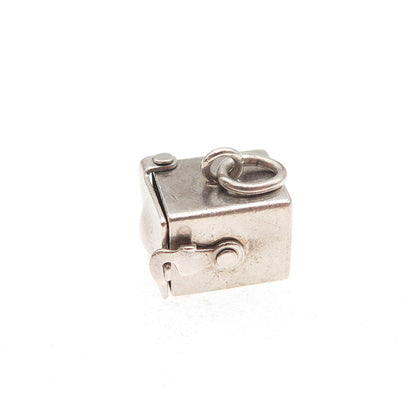 925 Sterling Silver Antique Art Deco Jack in the Box Oxidized Open Charm Pendant