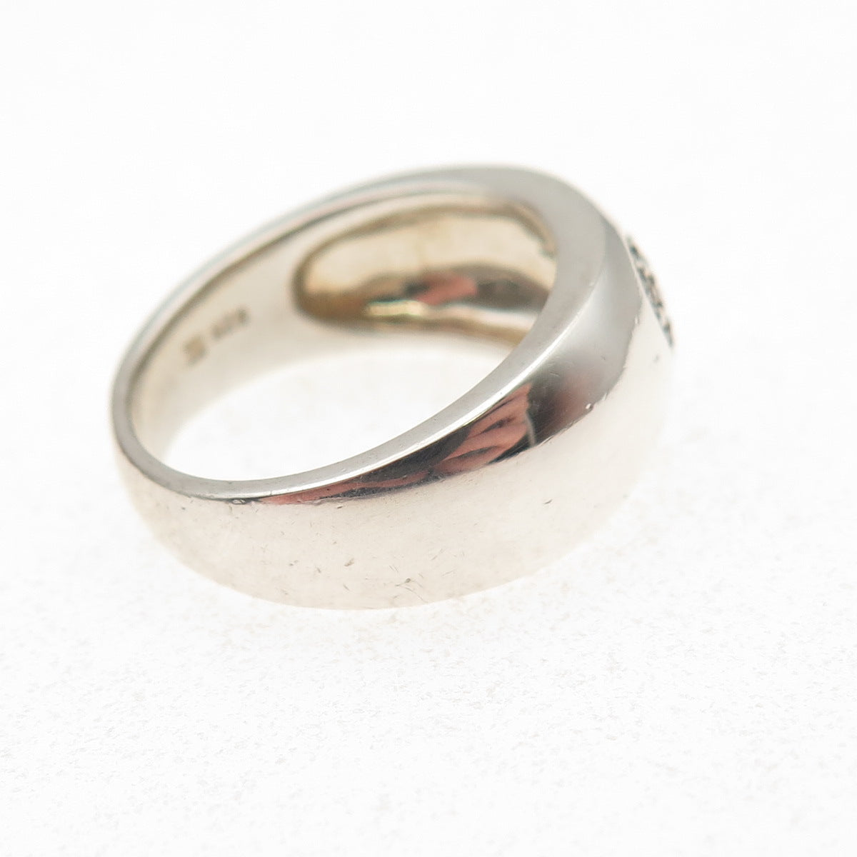 925 Sterling Silver Real Round-Cut Diamond Heart Ring Size 5.25