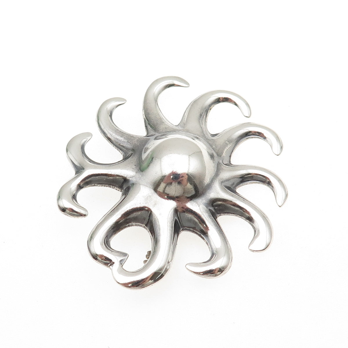 925 Sterling Silver Vintage Mexico Modernist Sun Oxidized Pin Brooch
