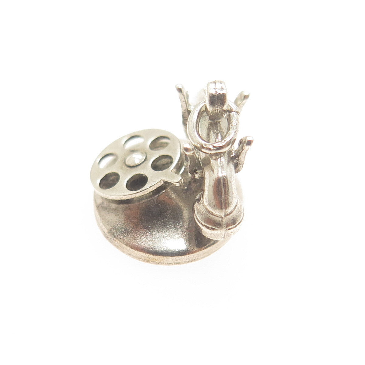 925 Sterling Silver Antique Rotary Dial Retro Phone Minimalist Charm Pendant