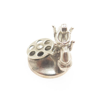 925 Sterling Silver Antique Rotary Dial Retro Phone Minimalist Charm Pendant