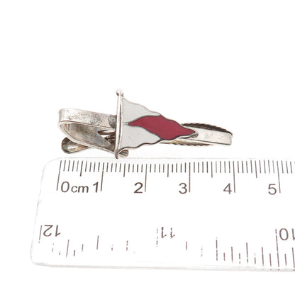 925 Sterling Silver Vintage Enamel Pennant Tie Clip