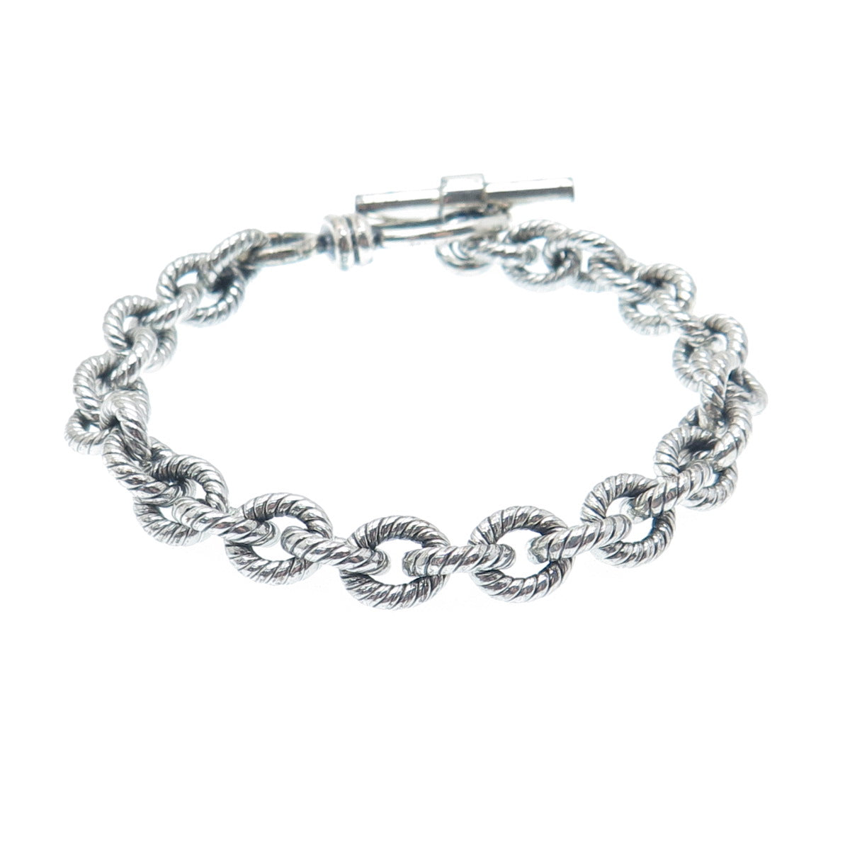 925 Sterling Silver Vintage Oxidized Cable Link Bracelet 6.5"