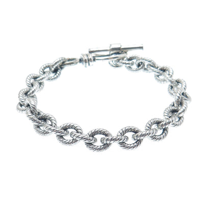 925 Sterling Silver Vintage Oxidized Cable Link Bracelet 6.5"