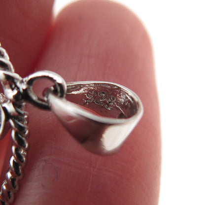 925 Sterling Silver Real Heart-Cut Amethyst & Round-Cut C Z Love Charm Pendant