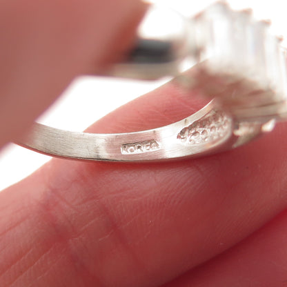 925 Sterling Silver Emerald-Cut C Z Promise Ring Size 7