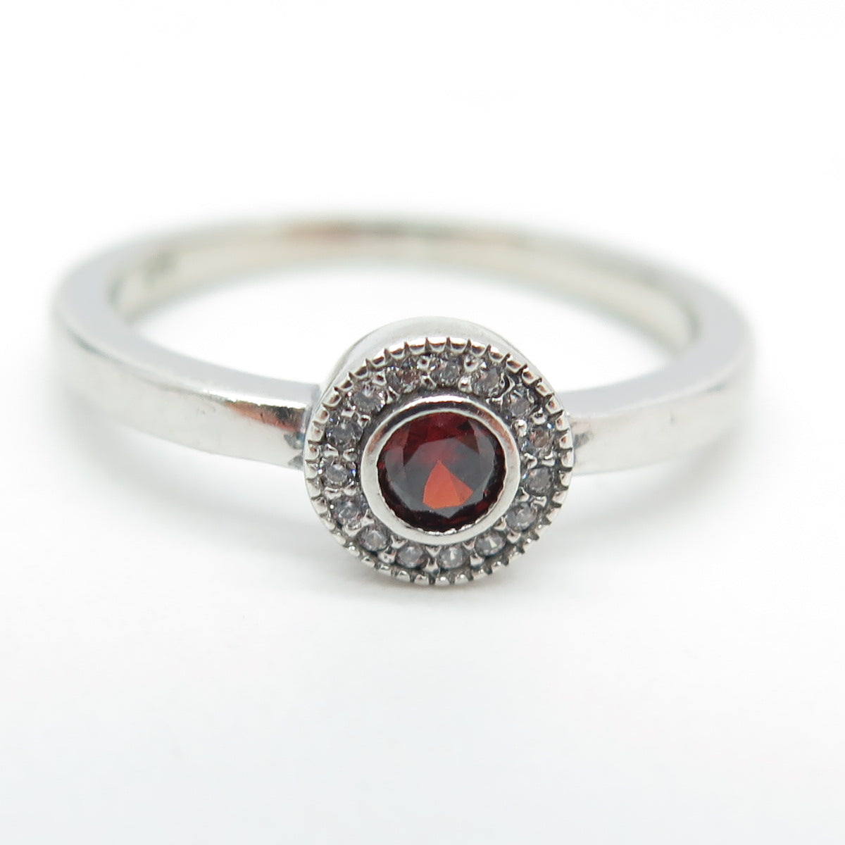 925 Sterling Silver White & Red C Z Ring Size 7