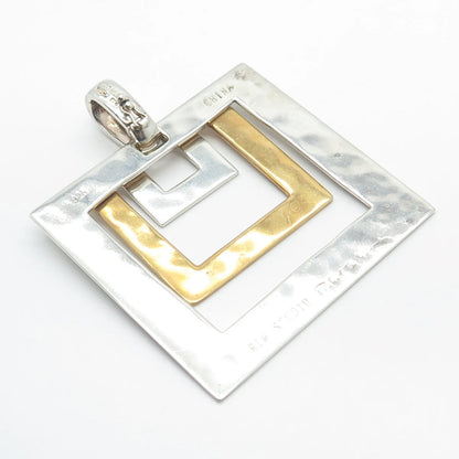 925 Sterling Silver 2-Tone Vintage Robert Lee Morris Open Triple Square Pendant