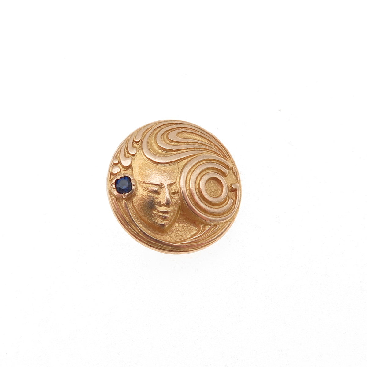 1/20 10K Gold Filled Antique Art Deco Real Sapphire G. Co. Mask Pin Brooch