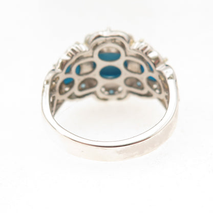 Chuck Clemency 925 Sterling Silver 2-Tone Real Turquoise Apatite Ring Size 8.25